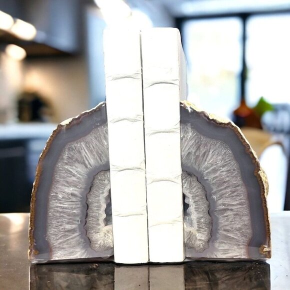 Crystal Bookends, Agate, Geode Center, Natural Home, Mindful Gift, Crystal Lover - Picture 6 of 11